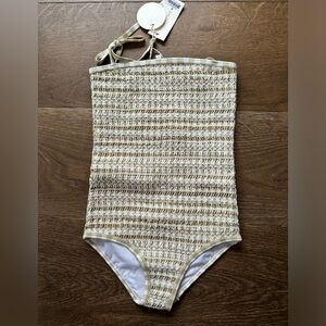 RC butter gingham smocked swim NWT